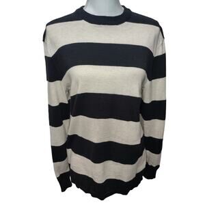 L.O.G.G. X H&M Womens Sweater Long Sleeves Crew Neck Knit Striped Black White S